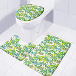 Palm Tree Banana Pattern Print 3 Piece Bath Mat Set