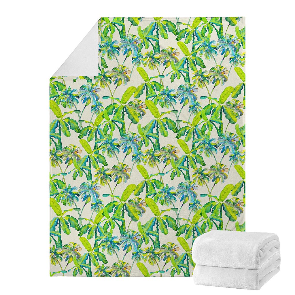 Palm Tree Banana Pattern Print Blanket