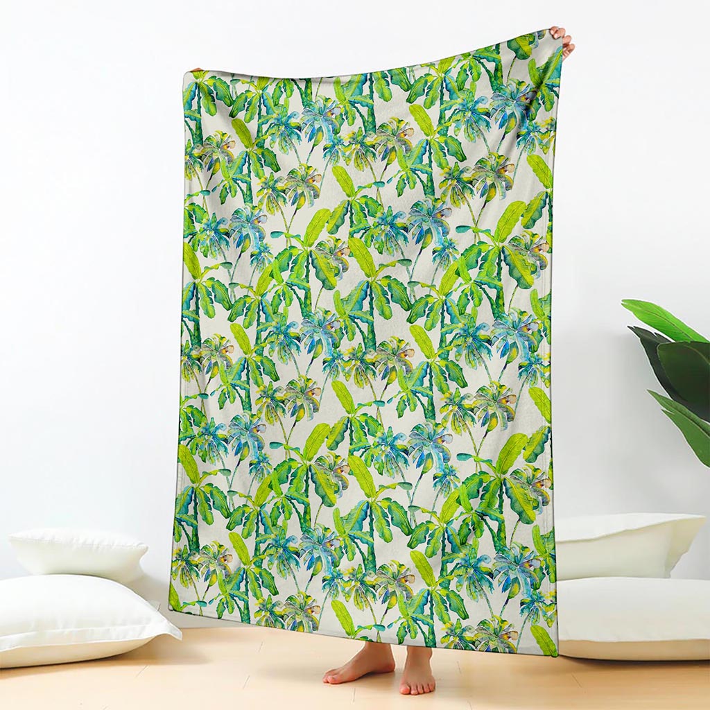 Palm Tree Banana Pattern Print Blanket