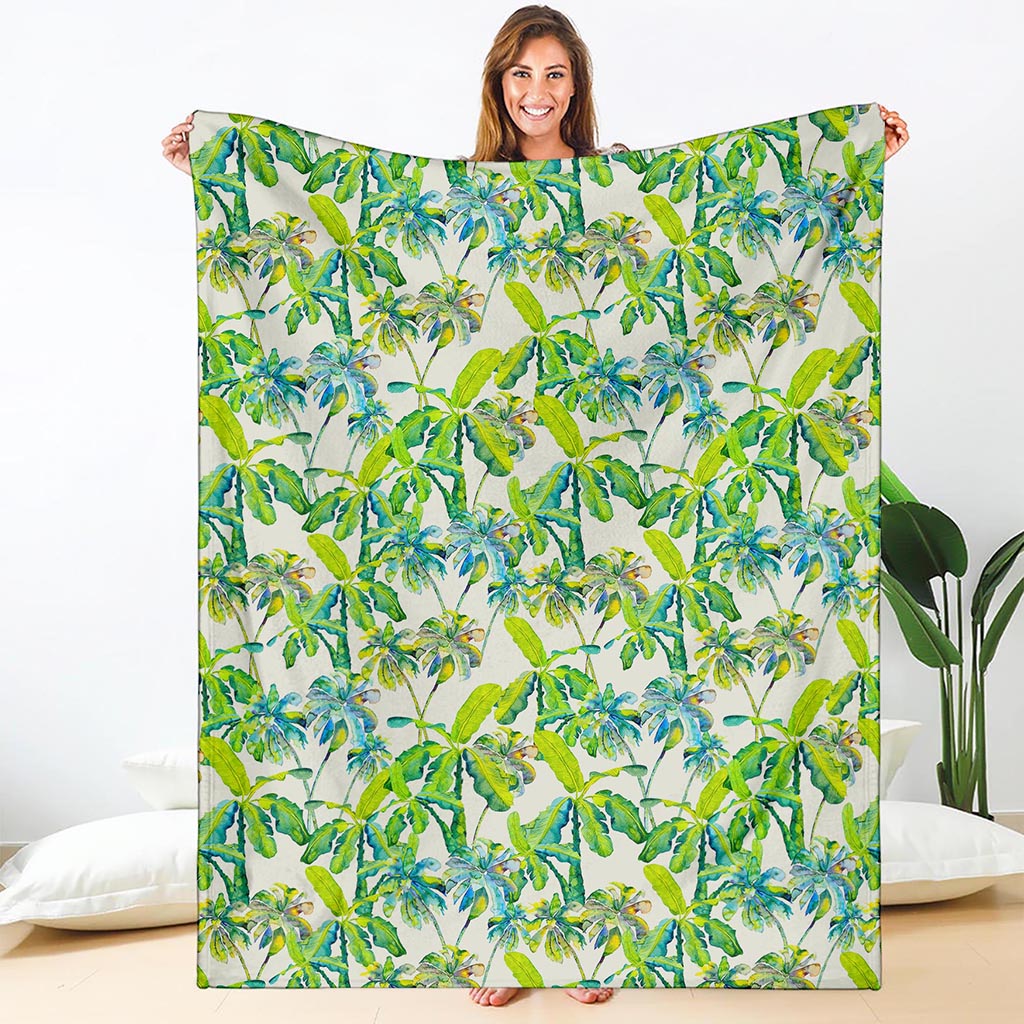 Palm Tree Banana Pattern Print Blanket