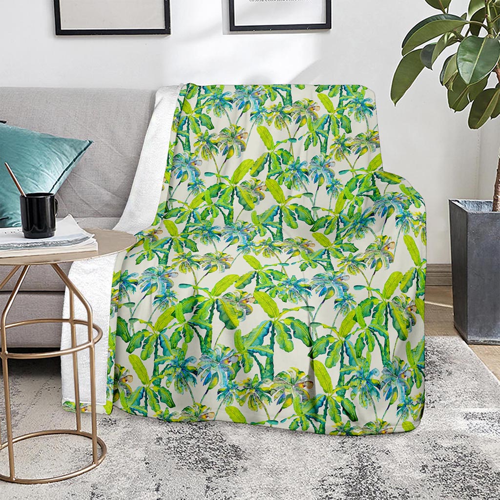 Palm Tree Banana Pattern Print Blanket