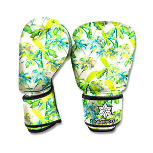 Palm Tree Banana Pattern Print Boxing Gloves