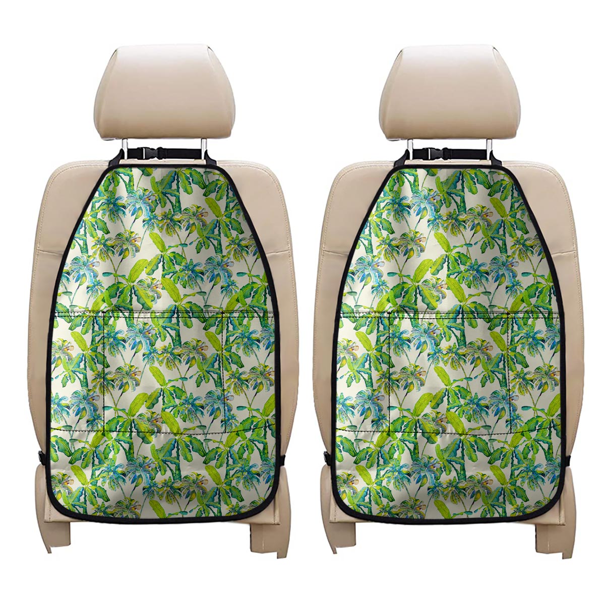 Palm Tree Banana Pattern Print Car Seat Organizers