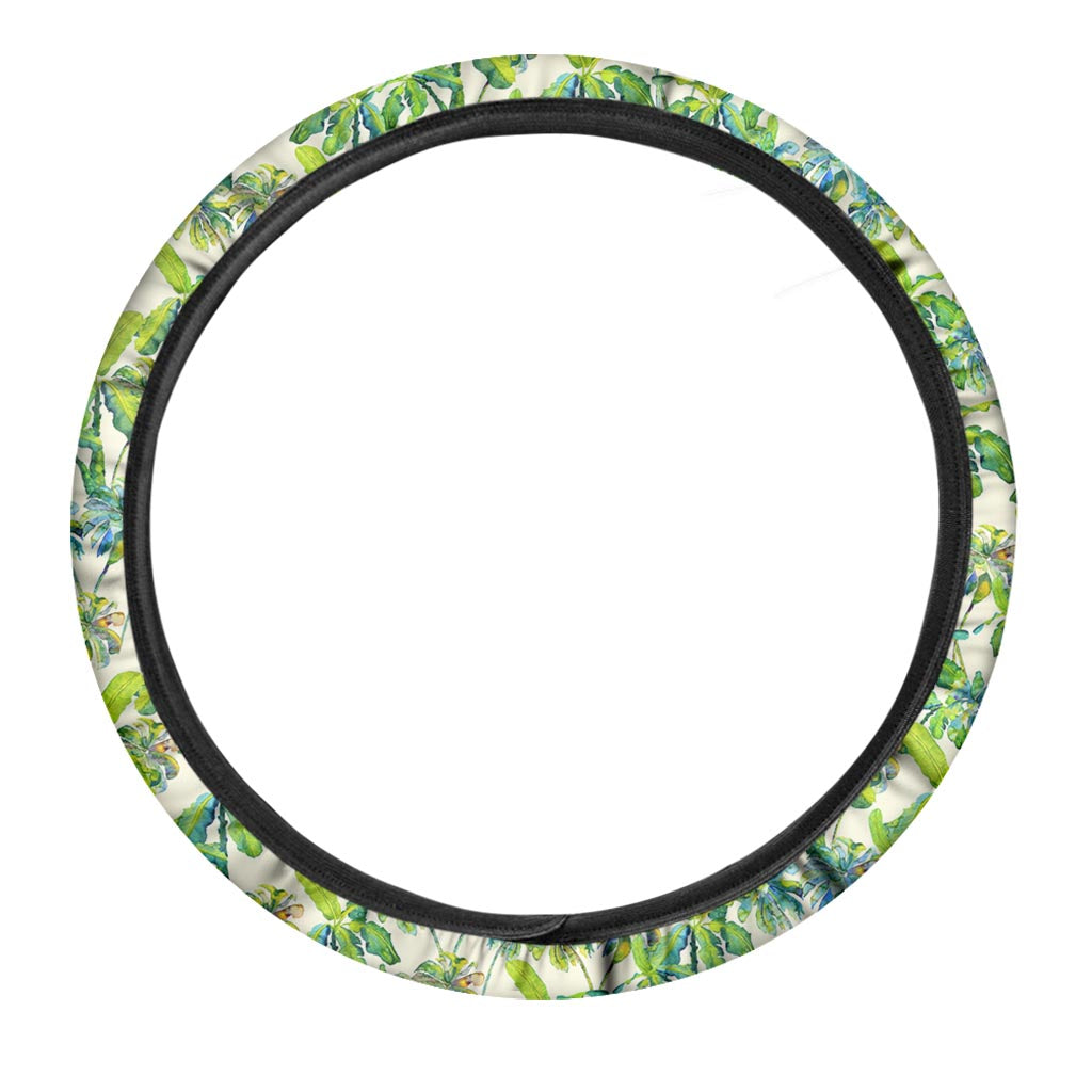 Palm Tree Banana Pattern Print Car Steering Wheel Cover