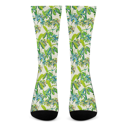 Palm Tree Banana Pattern Print Crew Socks