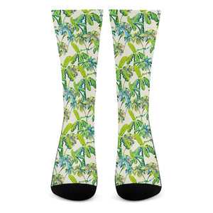 Palm Tree Banana Pattern Print Crew Socks