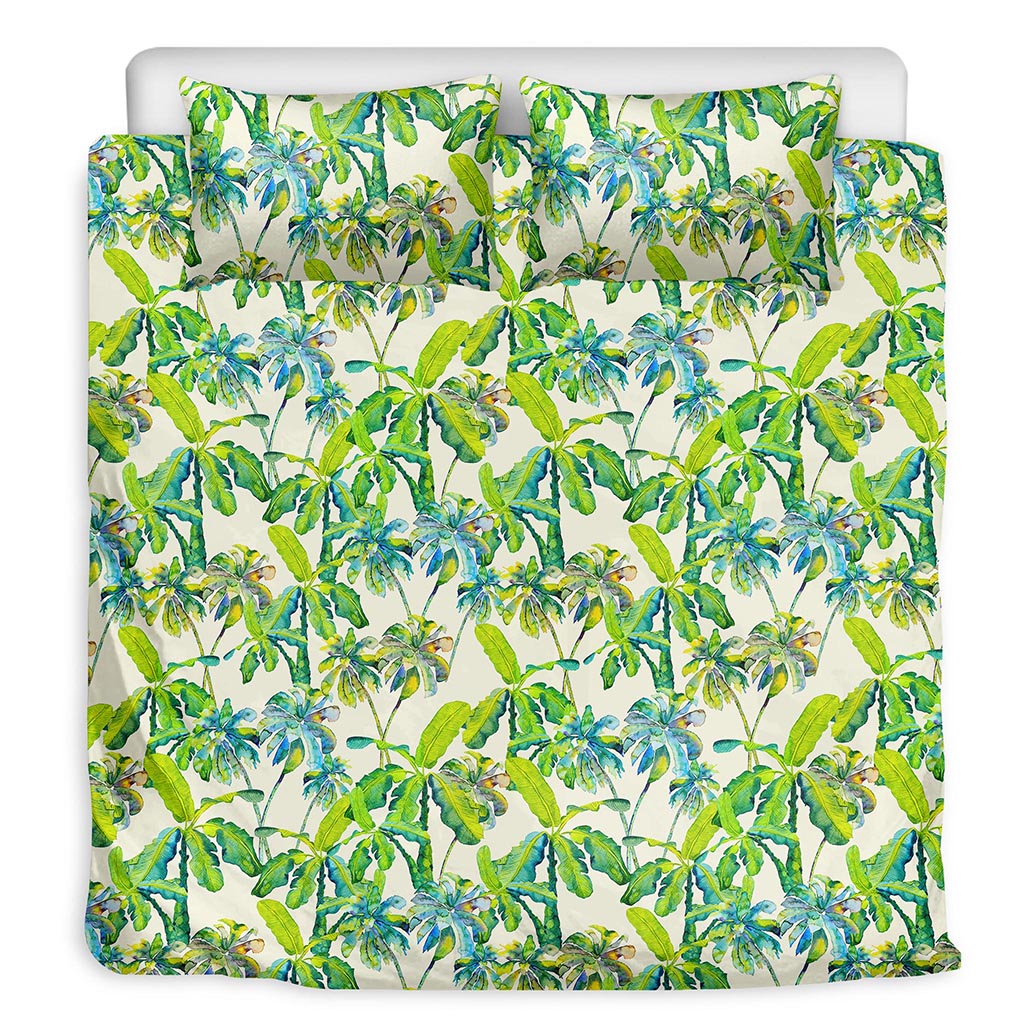 Palm Tree Banana Pattern Print Duvet Cover Bedding Set