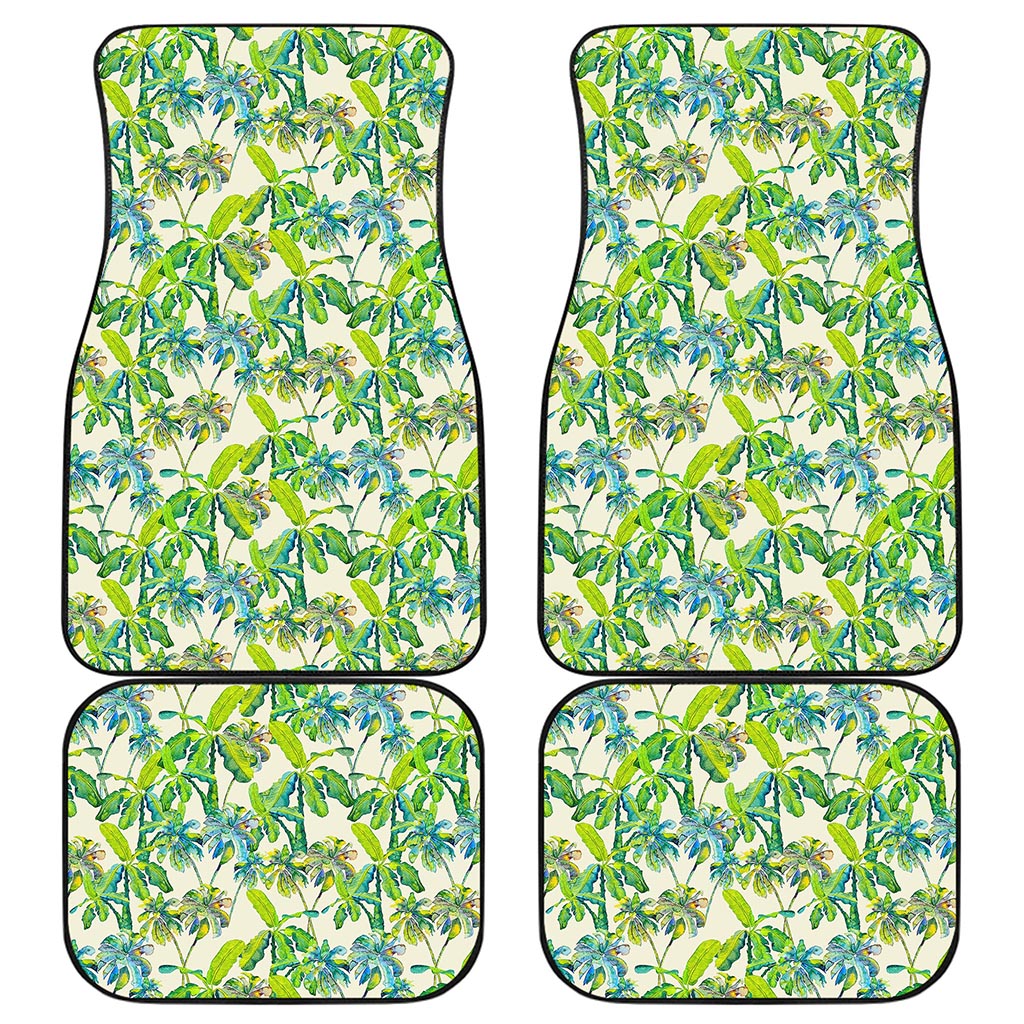 Palm Tree Banana Pattern Print Front and Back Car Floor Mats