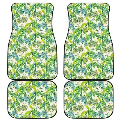 Palm Tree Banana Pattern Print Front and Back Car Floor Mats