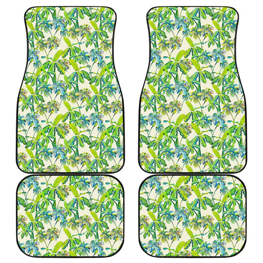 Palm Tree Banana Pattern Print Front and Back Car Floor Mats