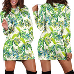 Palm Tree Banana Pattern Print Hoodie Dress GearFrost