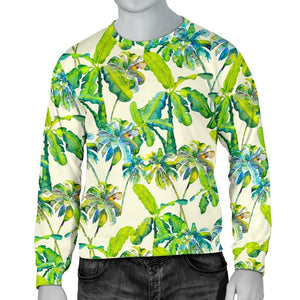 Palm Tree Banana Pattern Print Men's Crewneck Sweatshirt GearFrost