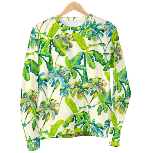 Palm Tree Banana Pattern Print Men's Crewneck Sweatshirt GearFrost