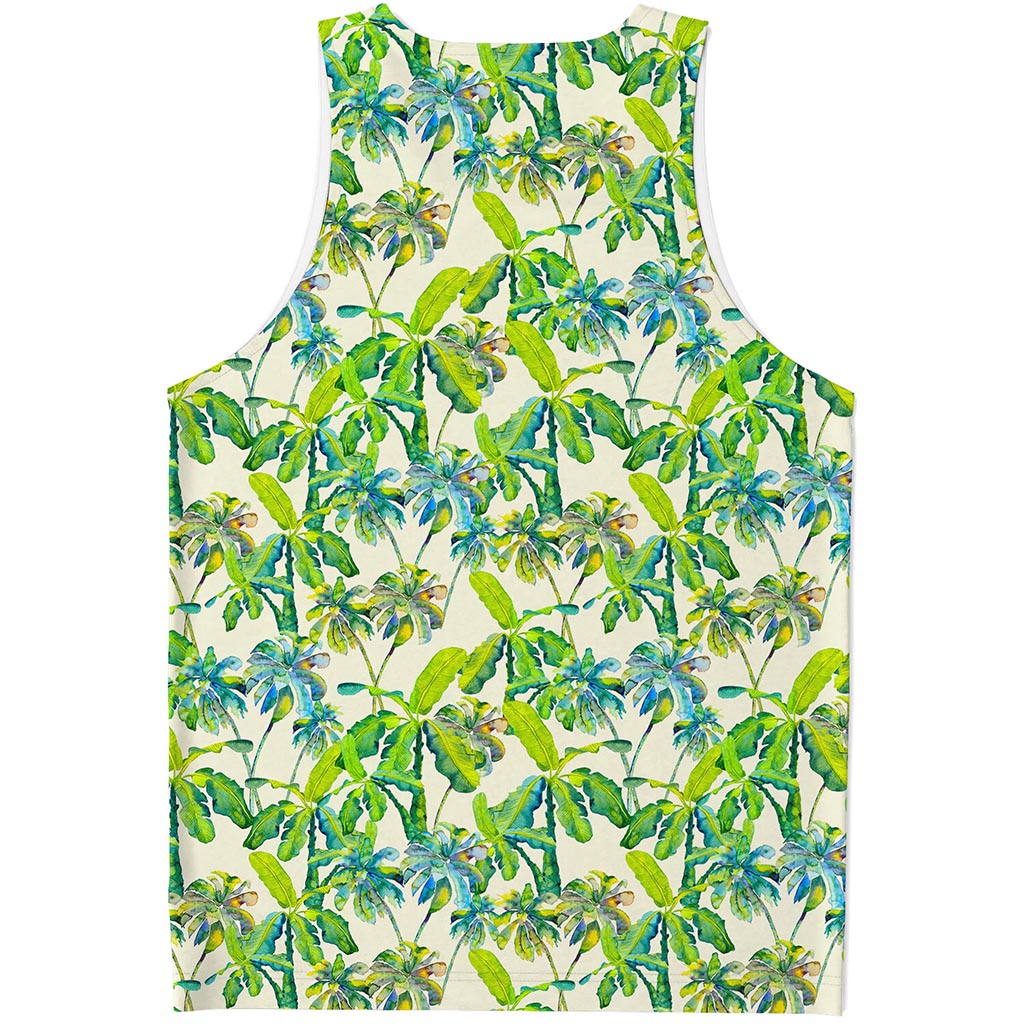 Palm Tree Banana Pattern Print Men's Tank Top