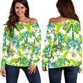Palm Tree Banana Pattern Print Off The Shoulder Sweatshirt