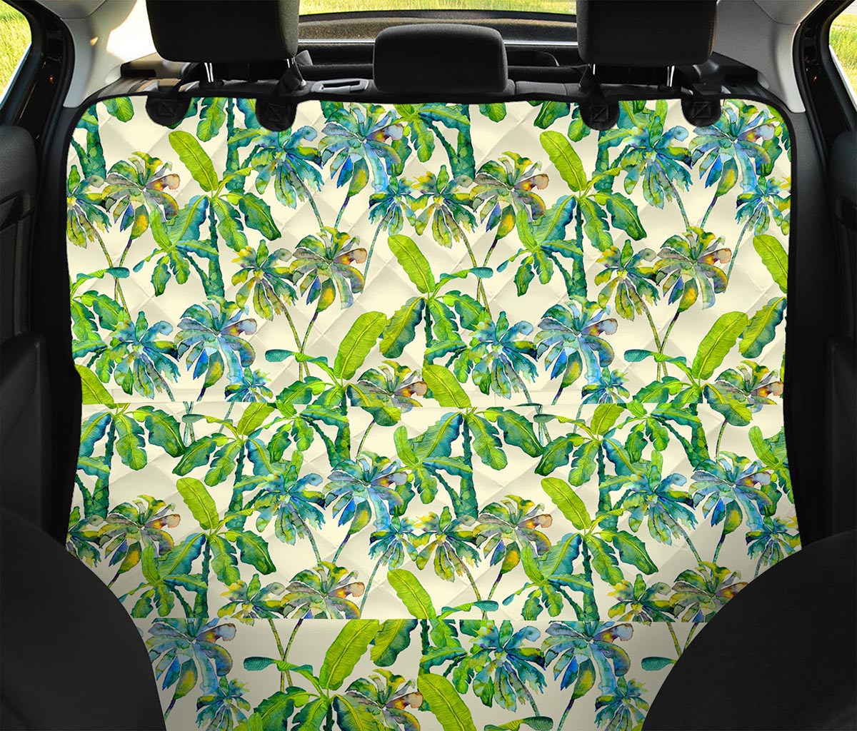 Palm Tree Banana Pattern Print Pet Car Back Seat Cover