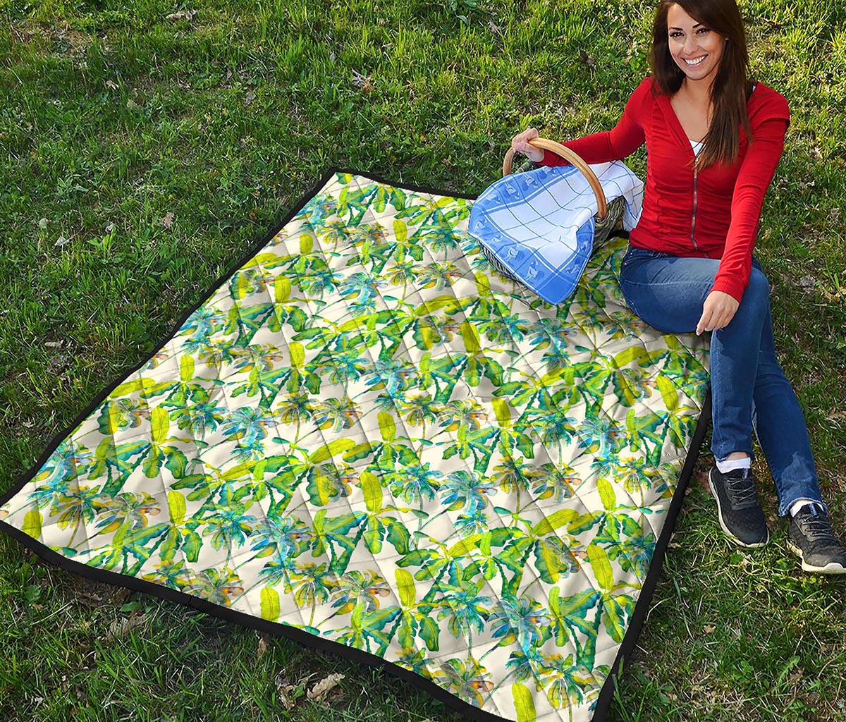 Palm Tree Banana Pattern Print Quilt