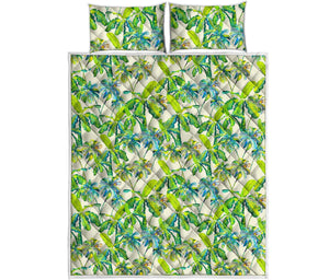 Palm Tree Banana Pattern Print Quilt Bed Set