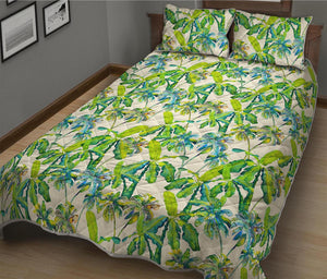 Palm Tree Banana Pattern Print Quilt Bed Set