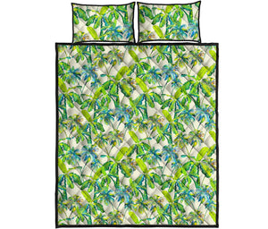 Palm Tree Banana Pattern Print Quilt Bed Set