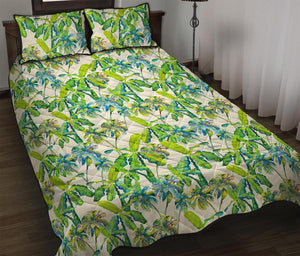 Palm Tree Banana Pattern Print Quilt Bed Set