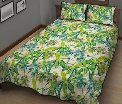 Palm Tree Banana Pattern Print Quilt Bed Set