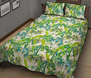 Palm Tree Banana Pattern Print Quilt Bed Set