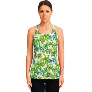 Palm Tree Banana Pattern Print Women's Racerback Tank Top