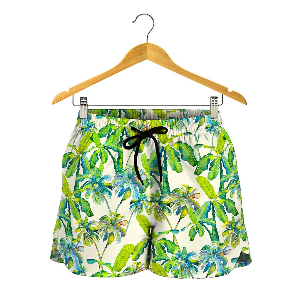 Palm Tree Banana Pattern Print Women's Shorts