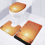 Palm Tree Beach Sunset Print 3 Piece Bath Mat Set