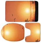 Palm Tree Beach Sunset Print 3 Piece Bath Mat Set