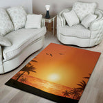 Palm Tree Beach Sunset Print Area Rug