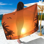 Palm Tree Beach Sunset Print Beach Sarong Wrap