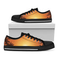 Palm Tree Beach Sunset Print Black Low Top Sneakers