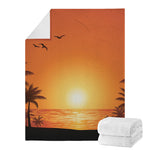 Palm Tree Beach Sunset Print Blanket