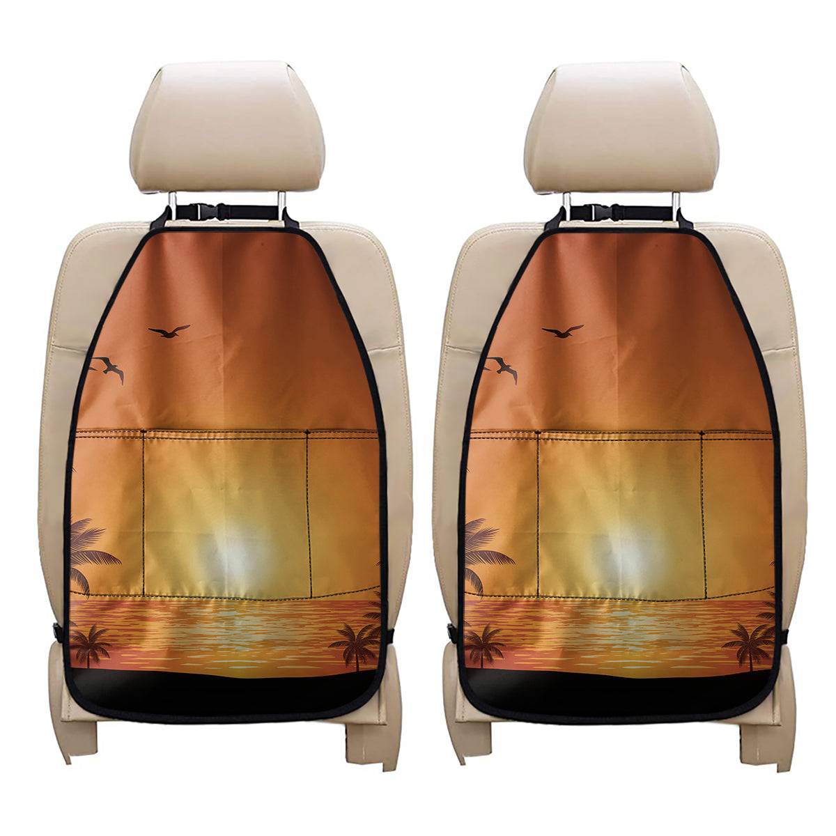 Palm Tree Beach Sunset Print Car Seat Organizers
