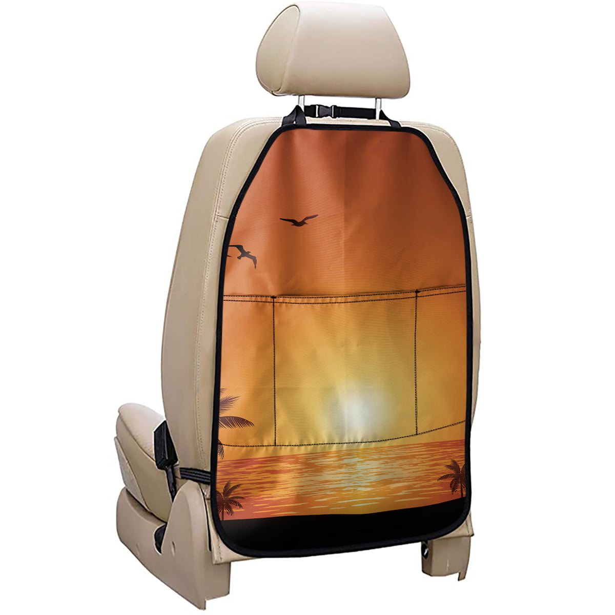 Palm Tree Beach Sunset Print Car Seat Organizers