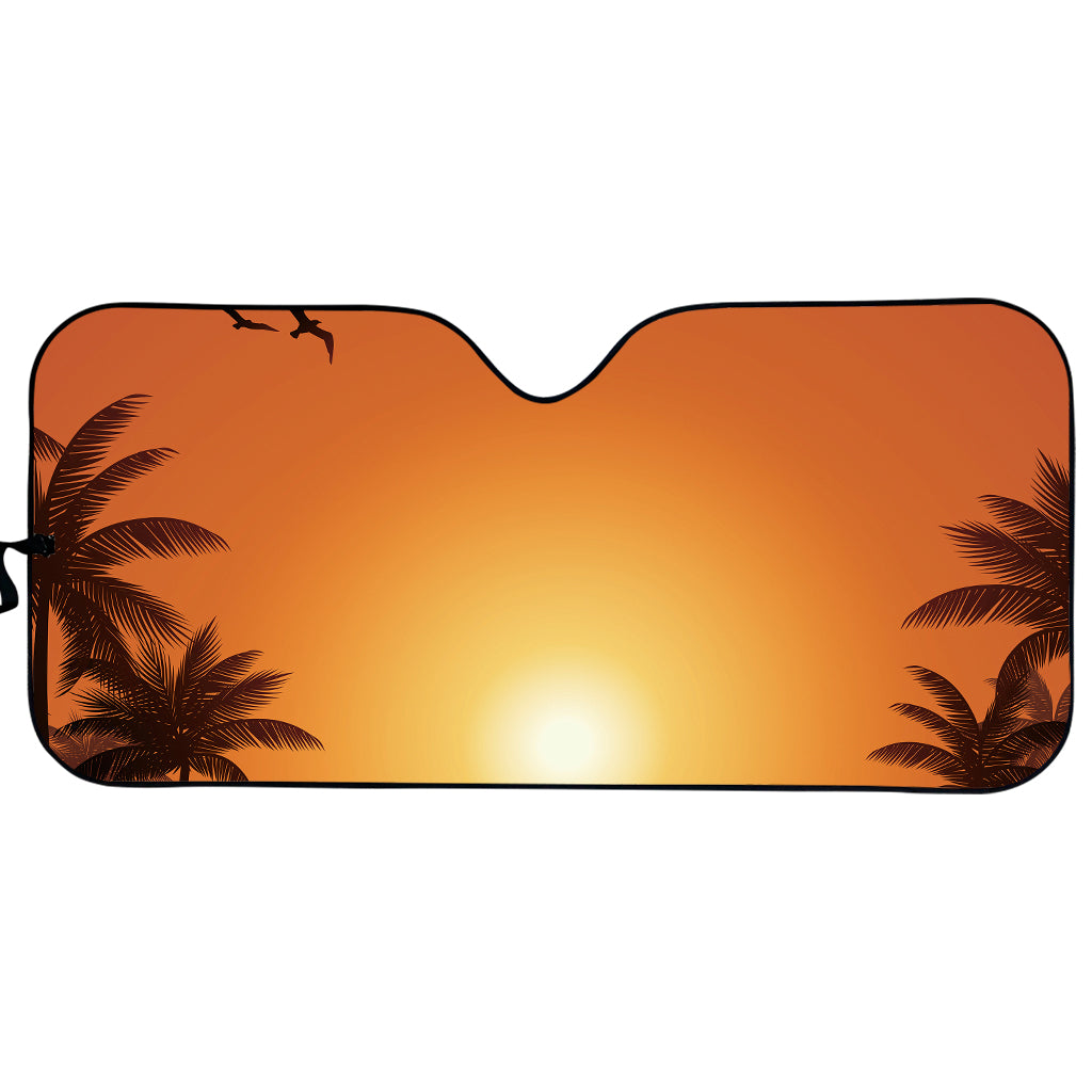 Palm Tree Beach Sunset Print Car Sun Shade