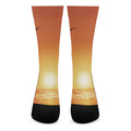 Palm Tree Beach Sunset Print Crew Socks