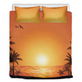 Palm Tree Beach Sunset Print Duvet Cover Bedding Set