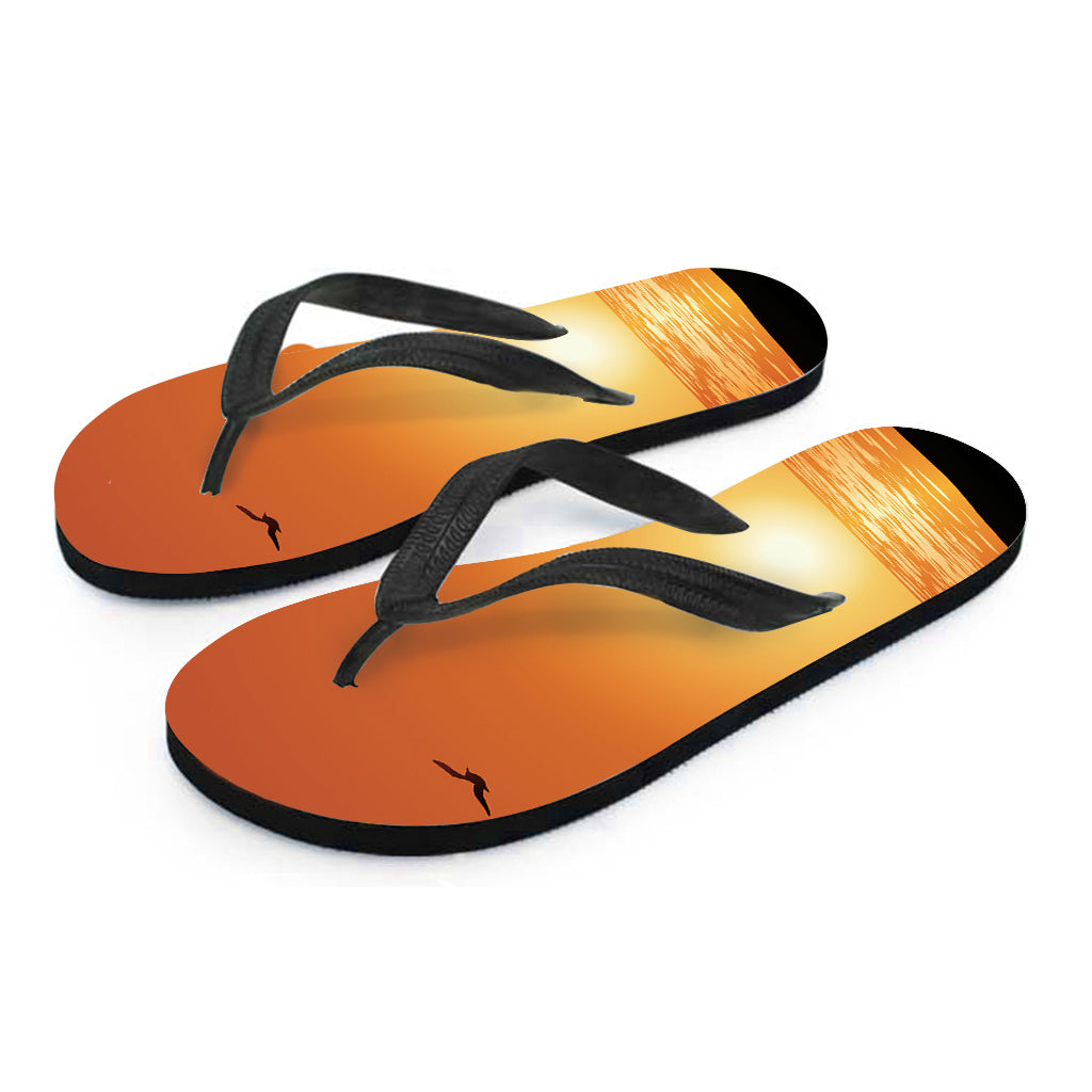 Palm Tree Beach Sunset Print Flip Flops