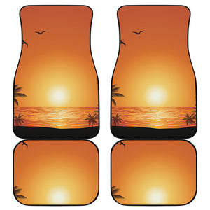 Palm Tree Beach Sunset Print Front and Back Car Floor Mats