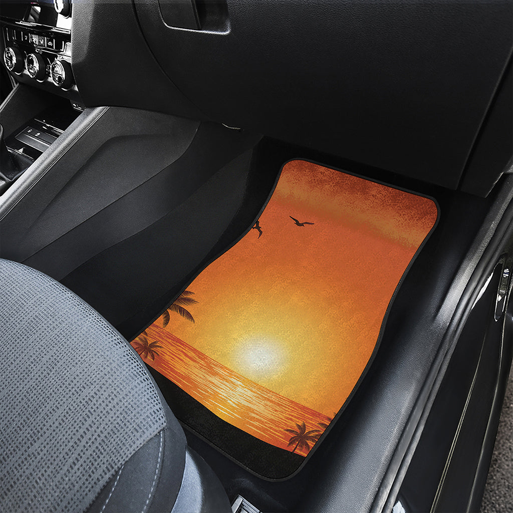 Palm Tree Beach Sunset Print Front and Back Car Floor Mats