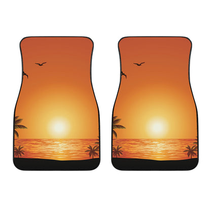 Palm Tree Beach Sunset Print Front Car Floor Mats