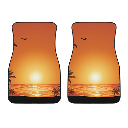 Palm Tree Beach Sunset Print Front Car Floor Mats