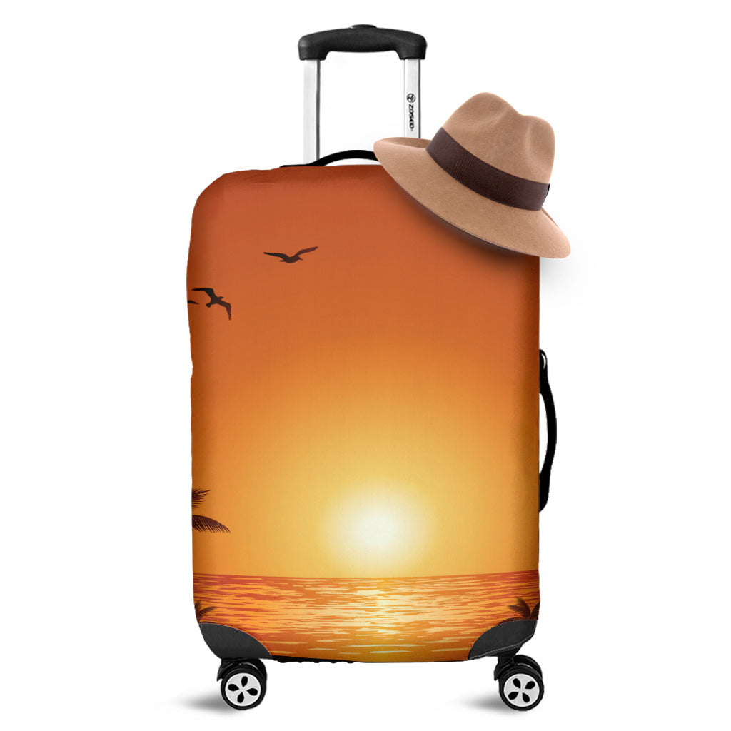 Palm Tree Beach Sunset Print Luggage Cover