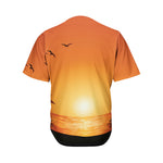 Palm Tree Beach Sunset Print Men's Baseball Jersey