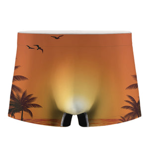 Palm Tree Beach Sunset Print Men's Boxer Briefs