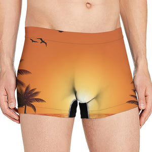 Palm Tree Beach Sunset Print Men's Boxer Briefs