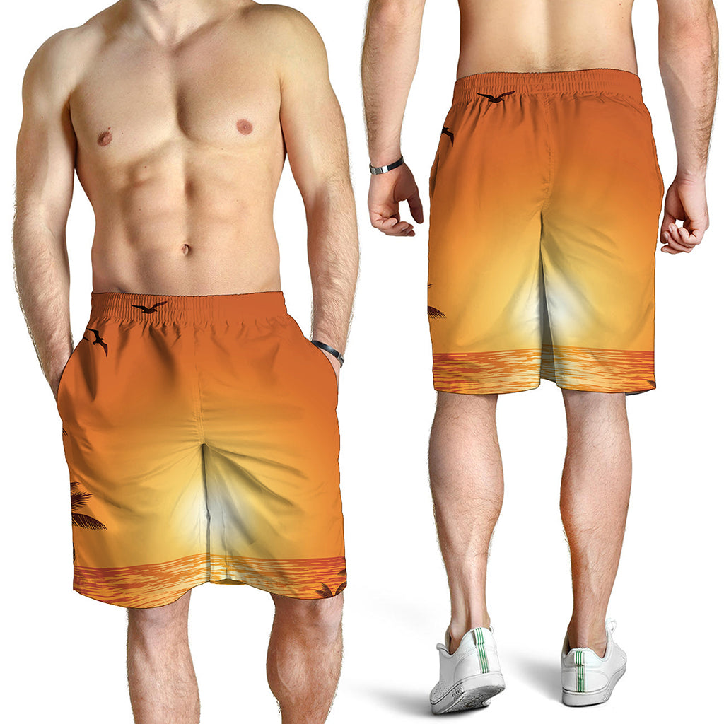 Palm Tree Beach Sunset Print Men's Shorts